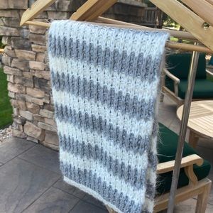 Grey and cream striped scarf